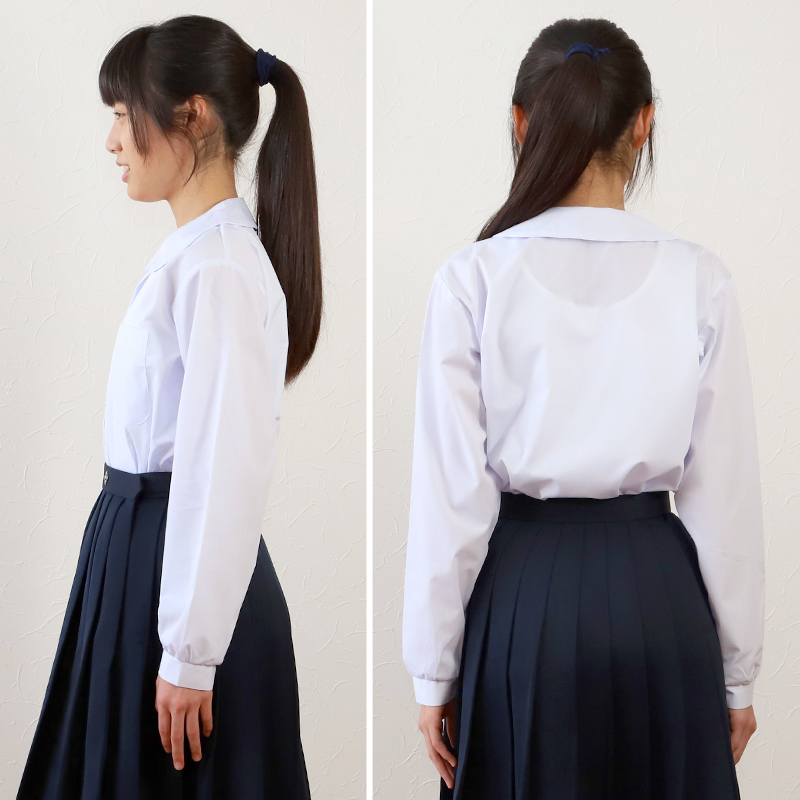 Schoolog 女子用 長袖丸衿ブラウス 3枚セット 110cm(A体)〜170cm(B体) (学生服 中学生 高校生 女の子 制服 シャツ 形態安定 ノーアイロン)