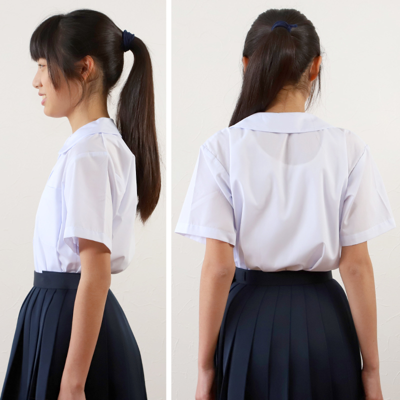 Schoolog 女子用 半袖丸衿ブラウス 3枚セット 110cm(A体)〜170cm(B体) (学生服 中学生 高校生 女の子 制服 シャツ  形態安定 ノーアイロン) (送料無料)