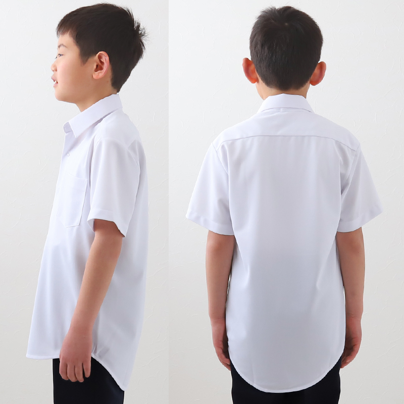 スクールシャツ 半袖 男子 ノーアイロン ストレッチ 110cmA〜180cmB (カッターシャツ 学生服 小学生 中学生 シャツ Ｙシャツ Ｂ体 ゆったり 大きいサイズ)