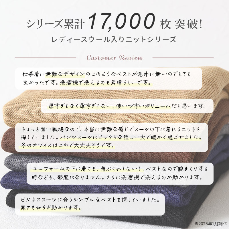Suteteko オフィス ベスト vネック ニット 洗える レディース
