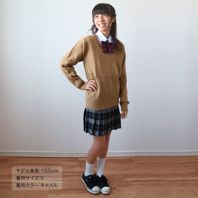 スクールセーター 女子 制服 ニット Vネック ウール S〜3L 学生