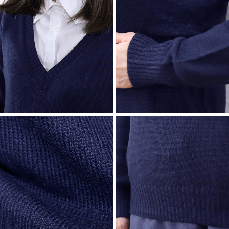 スクールセーター 女子 高校生 制服 ニット セーター 学生 Vネック S〜3L 洗える 中学生 ウール 学校 無地 紺 ベージュ 大きいサイズ 冬 秋 (在庫限り)