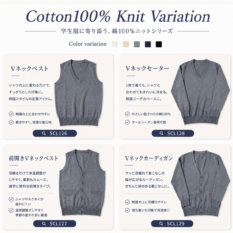 SchooLog（スクログ） スクールセーター 綿100% 女子 制服 ニット