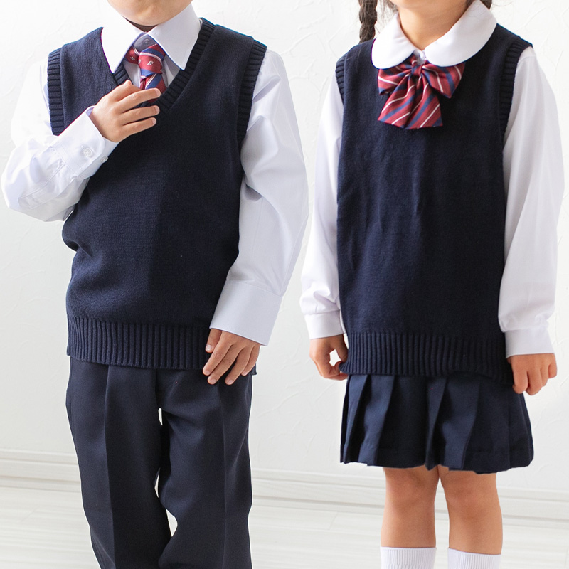 子供用 ベスト ニット 綿100% 薄手 キッズ vネック 80〜130cm 幼稚園 保育園 シンプル 無地 こども 幼児 洗える 80 90 100 110 120 130