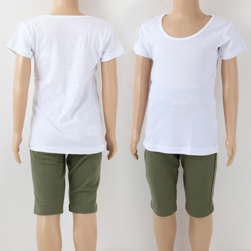 綿100% 子供 肌着 男の子 半袖 シャツ えりあき広め 丸首 100cm〜170cm 下着 子ども キッズ インナー 小学生 スクール 白 無地 コットン