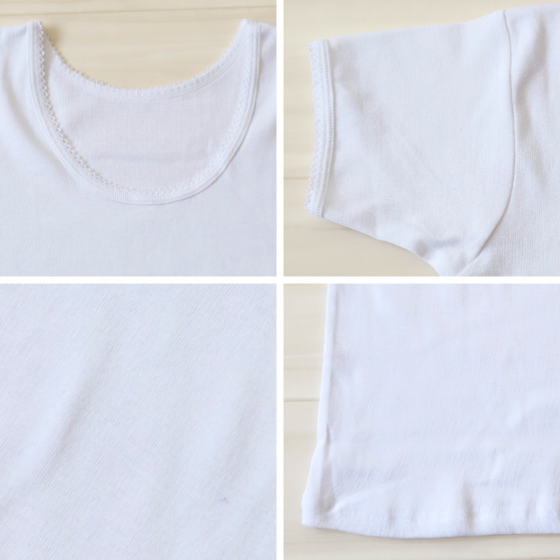 女の子 半袖 インナー シャツ 綿100％ 100cm〜160cm (コットン100％ 肌にやさしい 半袖シャツ 肌着 キッズ 小学生 スクールインナー 白 110 120 130 140 150)