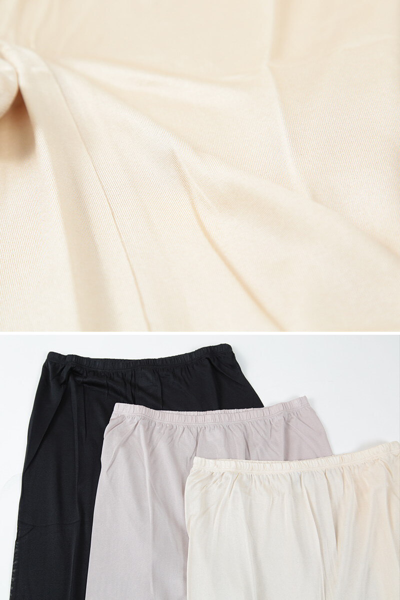 シルク 5分丈ボトム インナー ペチパンツ キュロット M〜LL シルク100% ペチコート スカートインナー 透けない 冷え取り レディース 下着 (送料無料)