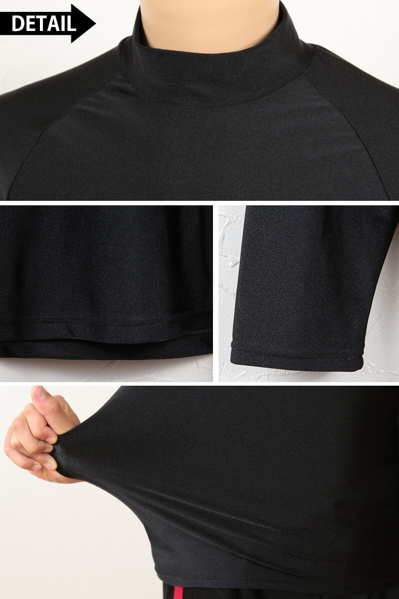 スポーツインナー uvカット ハイネック 長袖 大きいサイズ M L LL 3L スポーツ インナー シャツ 黒 メンズ サッカー バスケット ランニング ウォーキング 祭り