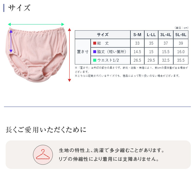 綿100% リブ フルショーツ レディース 深ばき ゆったり すっぽり インナーショーツ S M L LL 3L 4L 5L 6L 下着 肌着 パンツ 股上深め 