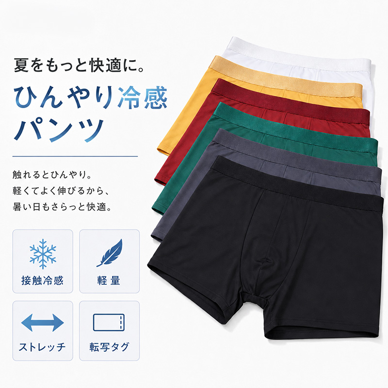 メンズ ボクサーパンツ 冷感 前閉じ 接触冷感 アイスシルク 下着 パンツ S M L LL 3L 夏用 ボクサーブリーフ ゆったり 大きいサイズ