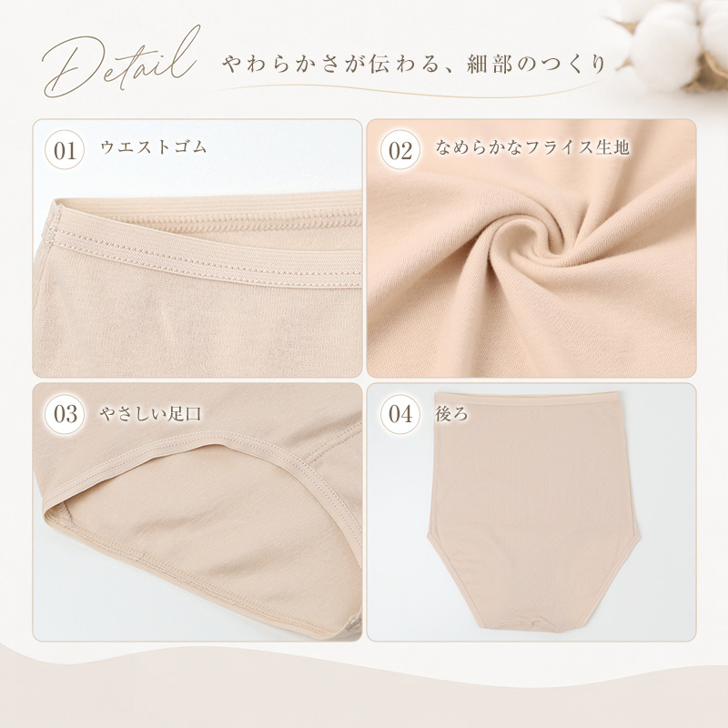 ショーツ 綿100% レディース 深ばき S〜LL フルショーツ 深履き お腹 すっぽり ハイウエスト 下着 女性 パンツ コットン 敏感肌 シンプル