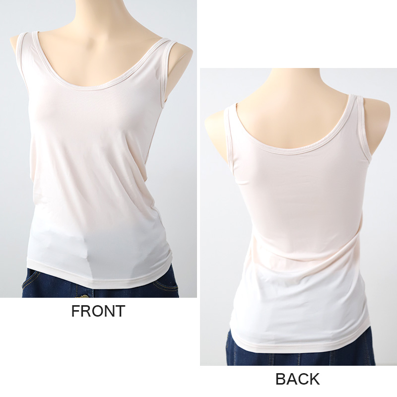 タンクトップ インナー レディース ノースリーブ ランニングシャツ 冷感 肌着 M〜LL 接触冷感 タンク 婦人 ベージュ 黒 白 肌色 下着 (在庫限り)