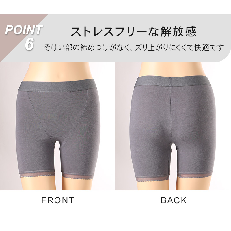 ボトム ショーツ 3分丈 レディース 綿 レース S M L LL 3L 4L ロングショーツ 三分丈 無地 パンツ コットン 大きいサイズ シンプル ストレッチ インナー