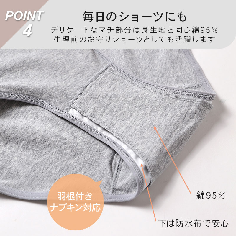 サニタリーショーツ 生理ショーツ 生理パンツ 昼用 軽い日用 S M L LL 3L 4L 生理用ショーツ 羽根つき 綿 無地 サニタリー 下着 パンツ ショーツ レディース