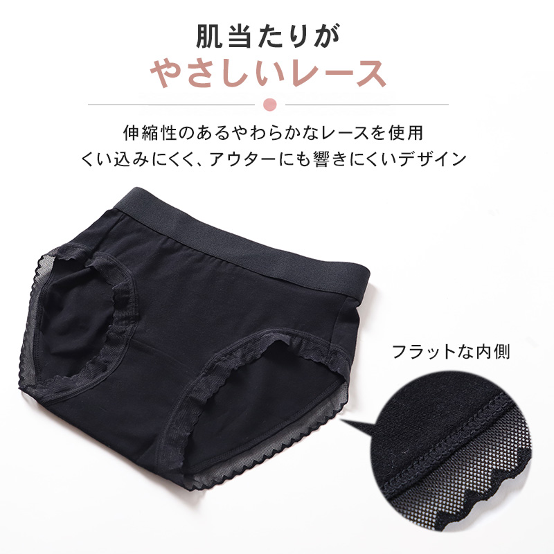 ショーツ レディース 綿 レース S M L LL 3L 4L 無地 パンツ コットン 大きいサイズ スタンダード シンプル ストレッチ インナー 女性 下着