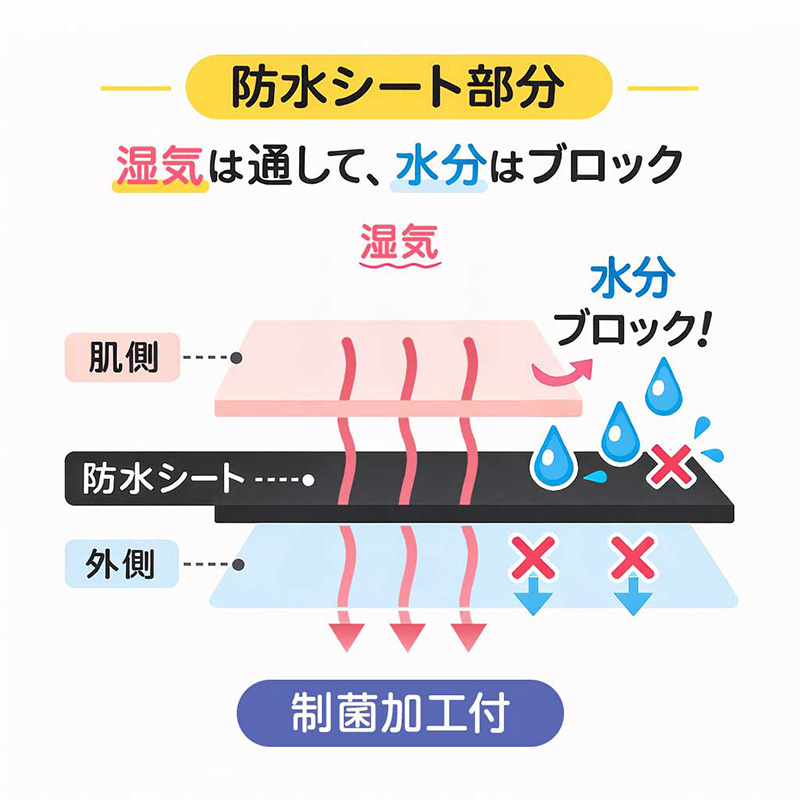 サニタリーショーツ ジュニア ポケット付き 子供 生理用ショーツ 中学生 小学生 羽つき対応 漏れない ウエストらく 140 150 160 165 女の子 下着 (在庫限り)