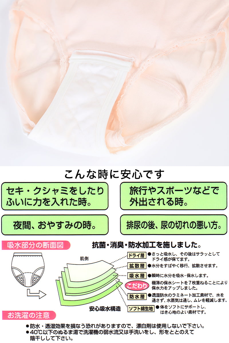 レディース 失禁腰ゴムショーツ大寸 60cc対応 3L〜5L (レディース パンツ 尿漏れ 大きなサイズ)