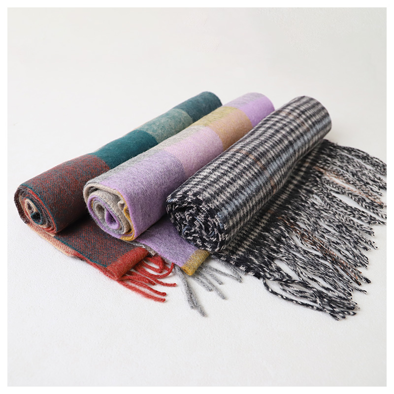 ウール混マフラー レディース マフラー チェック 30cm×164cm 大判 暖かい 柔らかい おしゃれ 防寒 秋冬 ギフト プレゼント 人気 無地 タータンチェック 