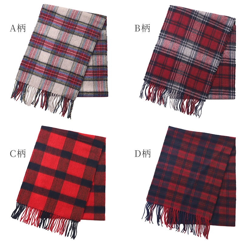 ウール混マフラー レディース マフラー チェック 30cm×164cm 大判 暖かい 柔らかい おしゃれ 防寒 秋冬 ギフト プレゼント 人気 無地 タータンチェック 