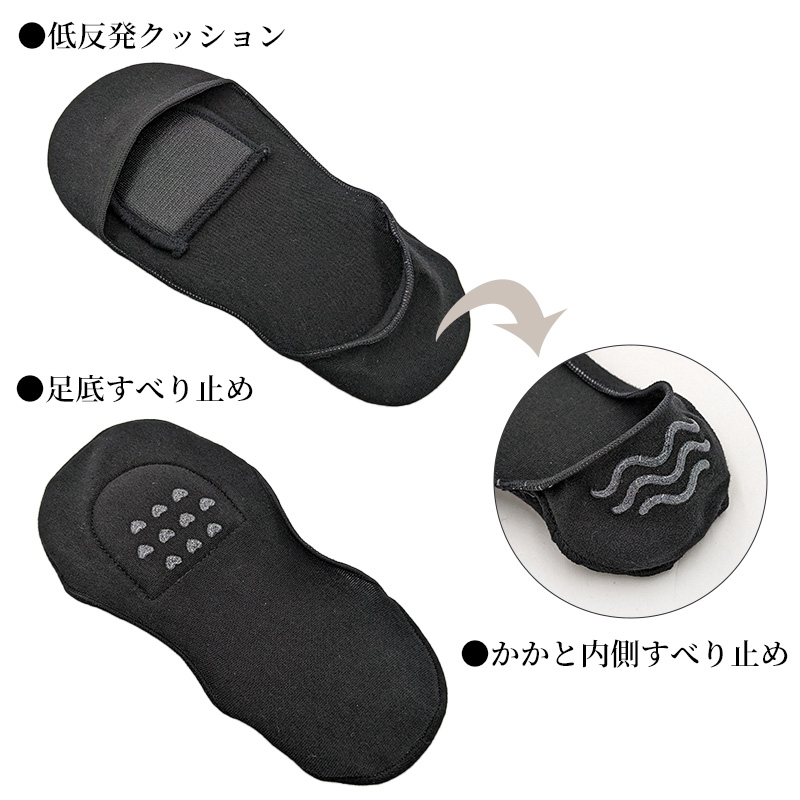 レディース フットカバー 浅履き 脱げない 靴下 ソックス 滑り止め クッション付き 23-25cm 脱げにくい 黒 ベージュ 靴ずれ防止 すべり止め