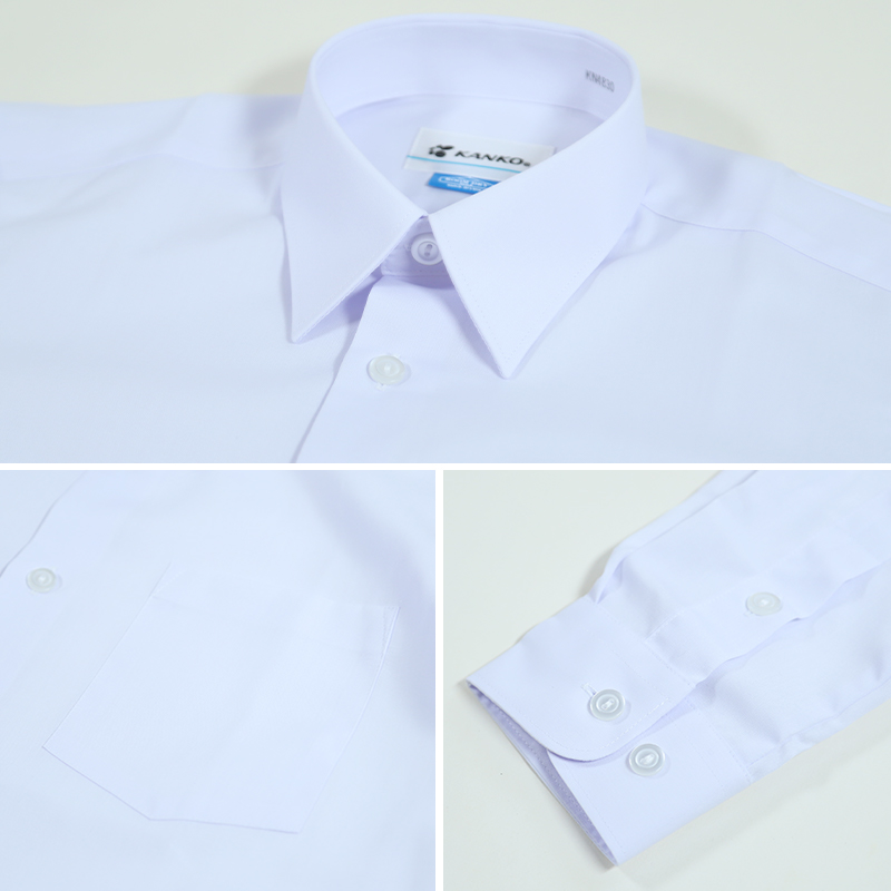 形態安定 男子 長袖カッターシャツ 100cmA〜160cmA 長袖シャツ 形態安定シャツ スクールシャツ 男子 男の子 学生 (取寄せ)