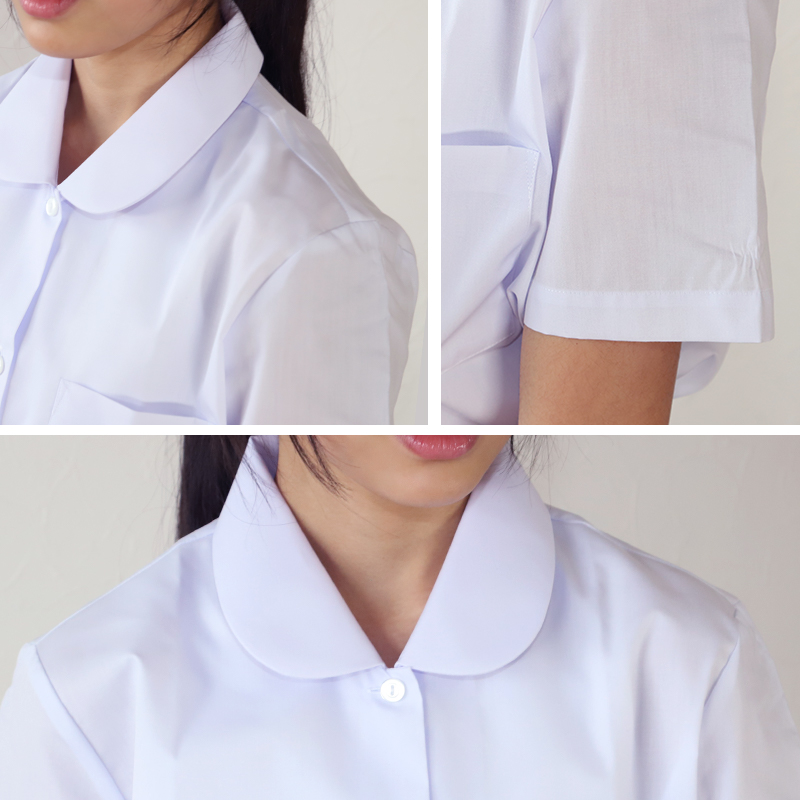 学生服 形態安定 女子 丸衿半袖ブラウス 110cmA〜175cmA (小学生 制服 小学校 スクールシャツ) (取寄せ)