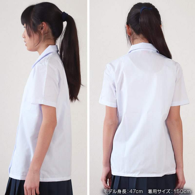 学生服 形態安定 女子 丸衿半袖ブラウス 110cmA〜175cmA (小学生 制服 小学校 スクールシャツ) (取寄せ)