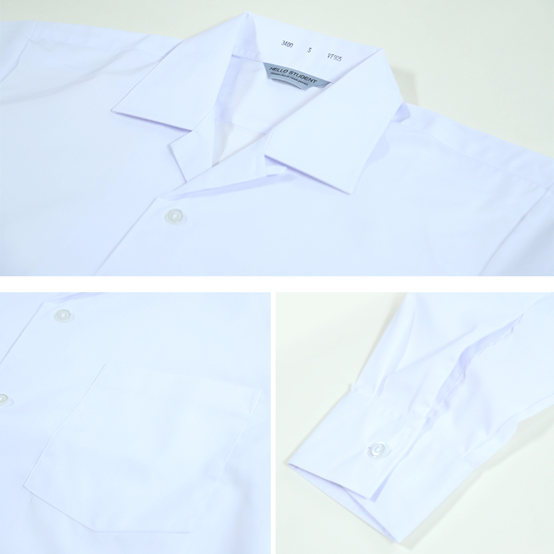 男子 中学生 長袖 開襟シャツ 学生服 S〜3L カッターシャツ  学生服 中学生 制服 長袖シャツ 衣替え (取寄せ)