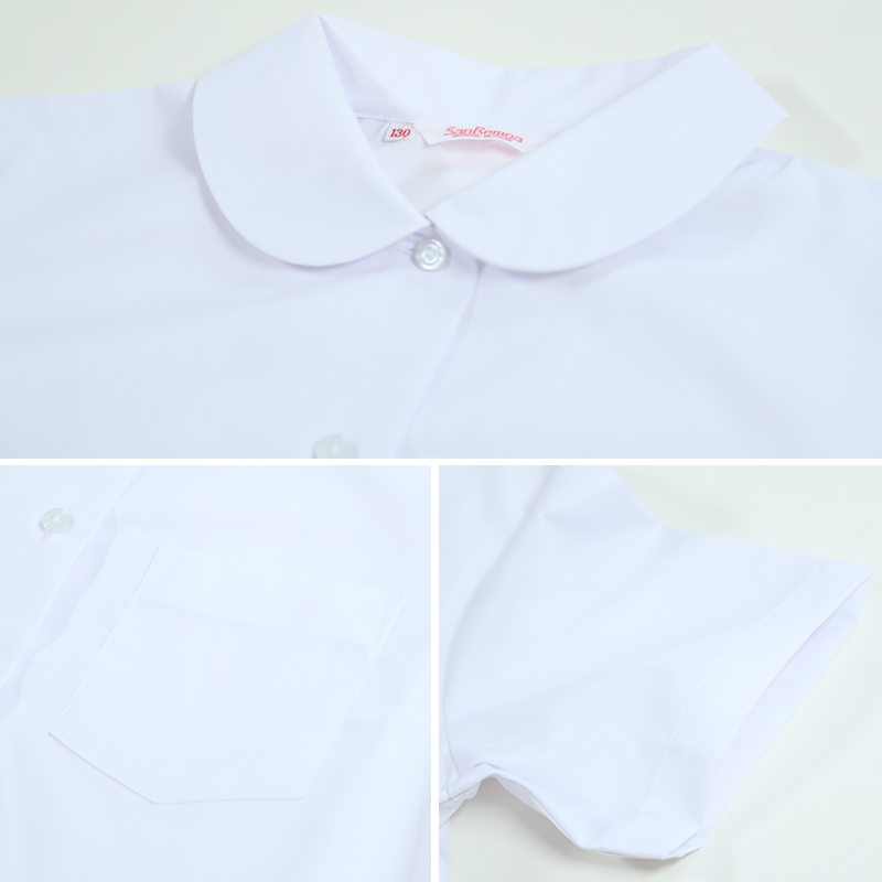 女子ベタ衿 半袖ブラウス 120cmA〜160cmA (小学生 制服 小学校 スクールシャツ) (取寄せ)