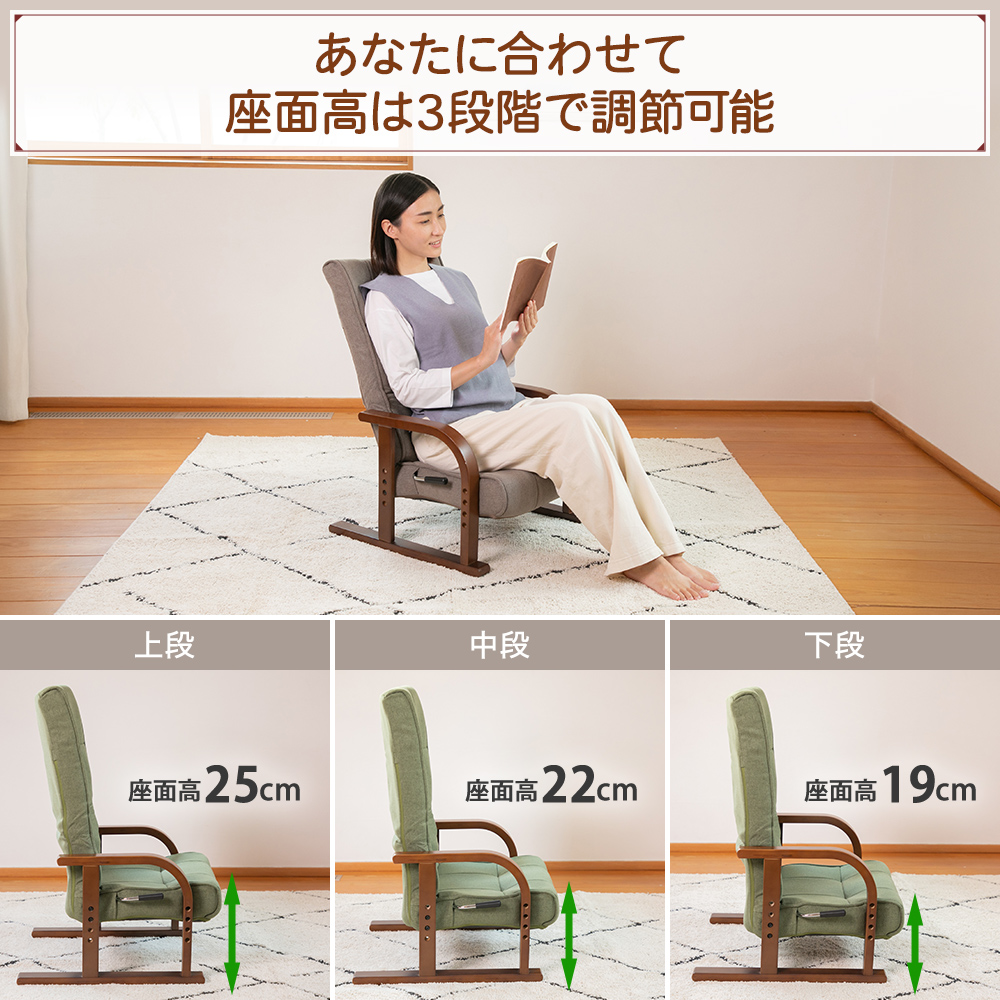 18段階の細かいリクライニング機能