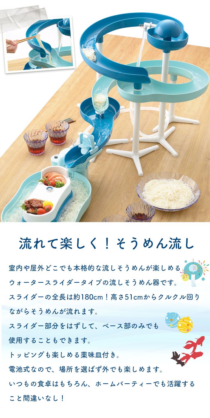 流しそうめん 機械 スライダー 流しそうめん器 回転 くるくる 720
