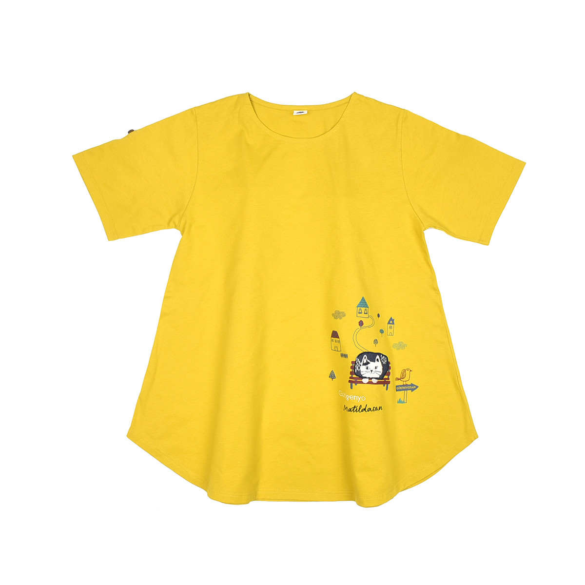 クスグルジャパン Tシャツ 半袖 レディース マチルダさん AラインＴシャツ 23-6147 #1/MGY #2/YE #3/BL クスグルジャパン 春夏 半袖 Tシャツ 綿100％｜suxel｜03