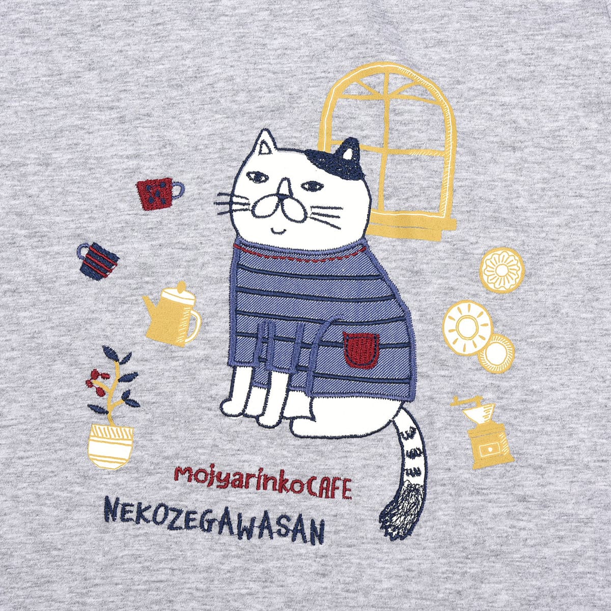 クスグルジャパン Tシャツ 半袖 レディース ねこぜがわさん AラインＴシャツ 23-6148 #1/OW #2/MGY #3/DB クスグルジャパン 春夏 半袖 Tシャツ 綿100％｜suxel｜13