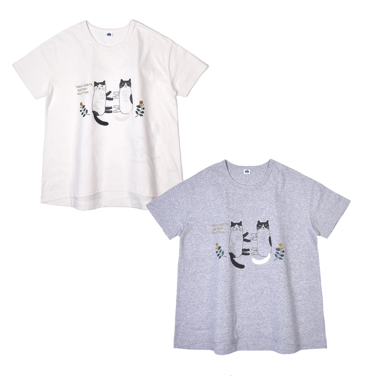 クスグルジャパン Tシャツ 半袖 レディース なごなごさん ラフサイズＴシャツ 23-6151 #1/OW #2/MGY クスグルジャパン 春夏 半袖 Tシャツ 綿100％｜suxel