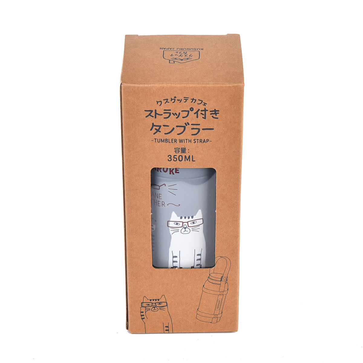 タンブラー 350ml おしゃれ クスグッテカフェタンブラー ネコまるけ柄 23-6714 #1/BE 2/GY クスグルジャパン 水筒 蓋付き 保温 保冷効力 ステンレス｜suxel｜18