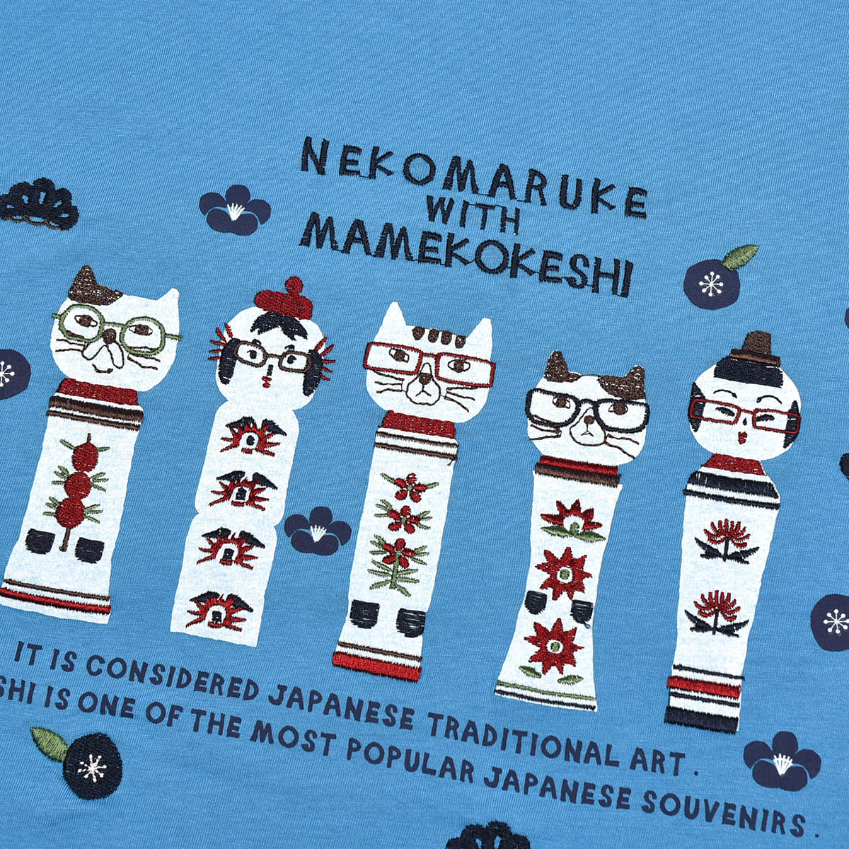 kusuguru Tシャツ 半袖 ゆったり レディース ネコまるけこけし柄