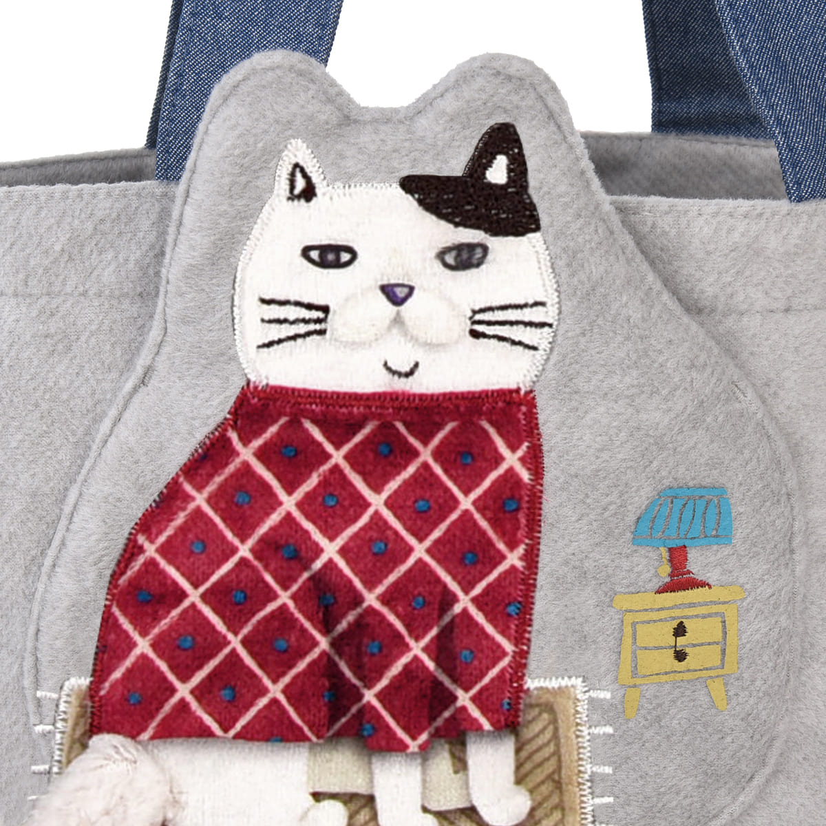新品　トートバッグ　手さげバッグ　なごなごさん　レッド　猫　ねこ　ネコ zx-akf-catbug3027_1.jpg