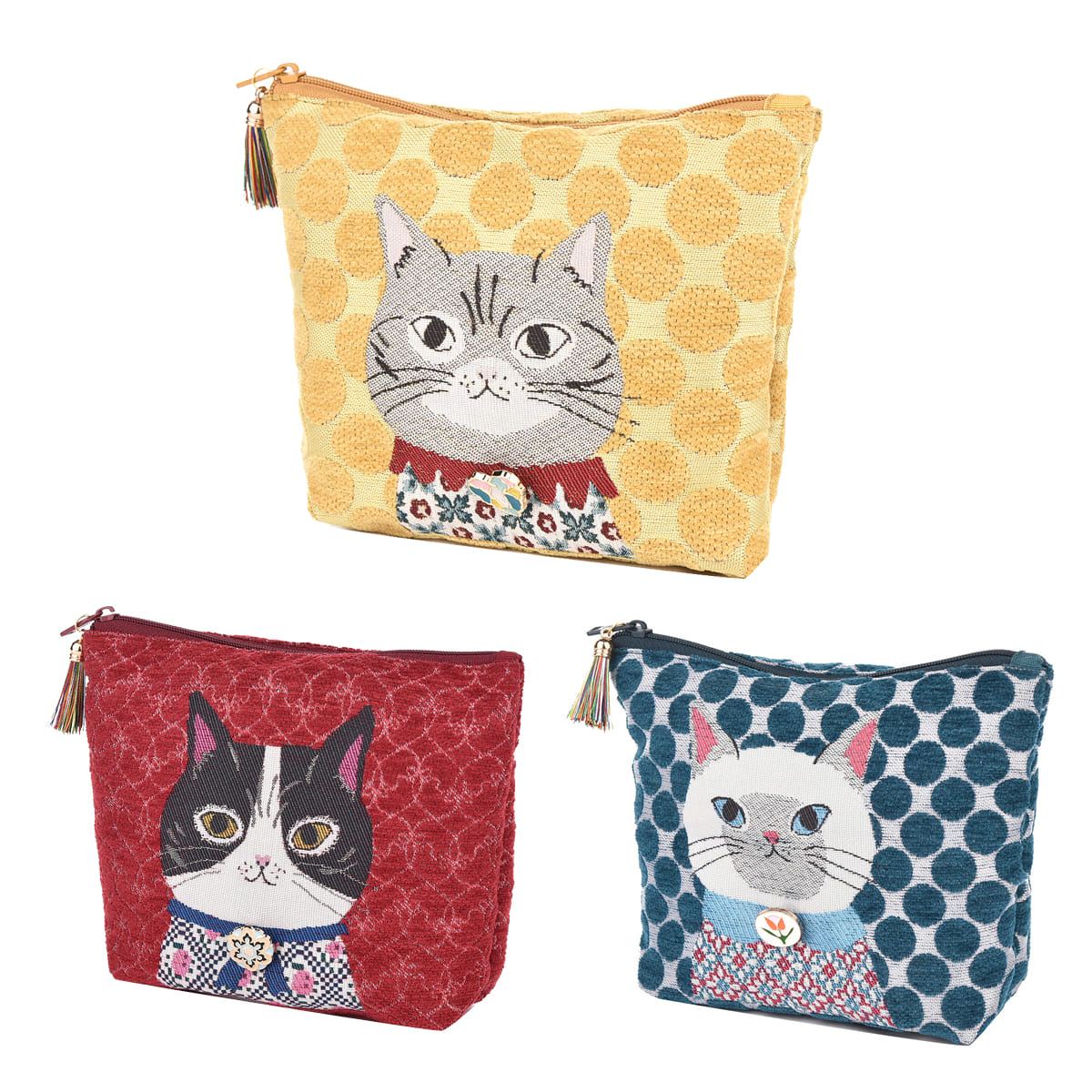 Yahoo! Yahoo!ショッピング(ヤフー ショッピング)ポーチ コスメポーチ 小物入れ かわいい シェニール ジャガード コスメポーチ 25-8616 クスグルジャパン ポーチ 化粧ポーチ レディース 2025年秋冬新作