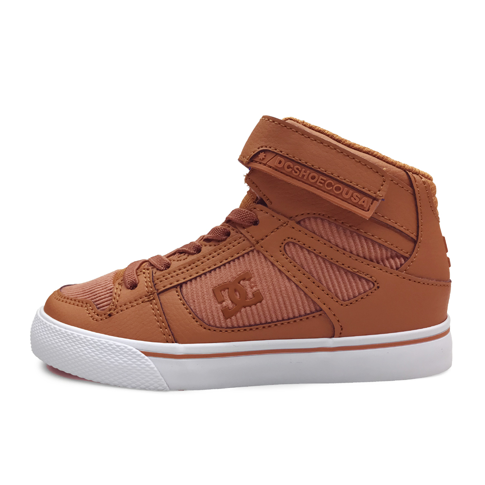 ディーシー DC SHOES キッズ ジュニア スニーカー 24AW Ks PURE HIGH-TOP SE EV SN 18〜24cm DK244004 LBR 子供靴 アンクルストラップ ストリート ブランド