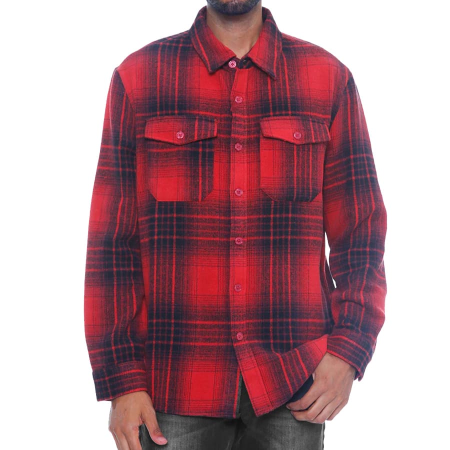 メンズ  WEIV LA Woodridge flannel company  FL504 長袖 フランネルシャツ RED-BLK US M-L-XL-2XL ビッグサイズ｜suxel