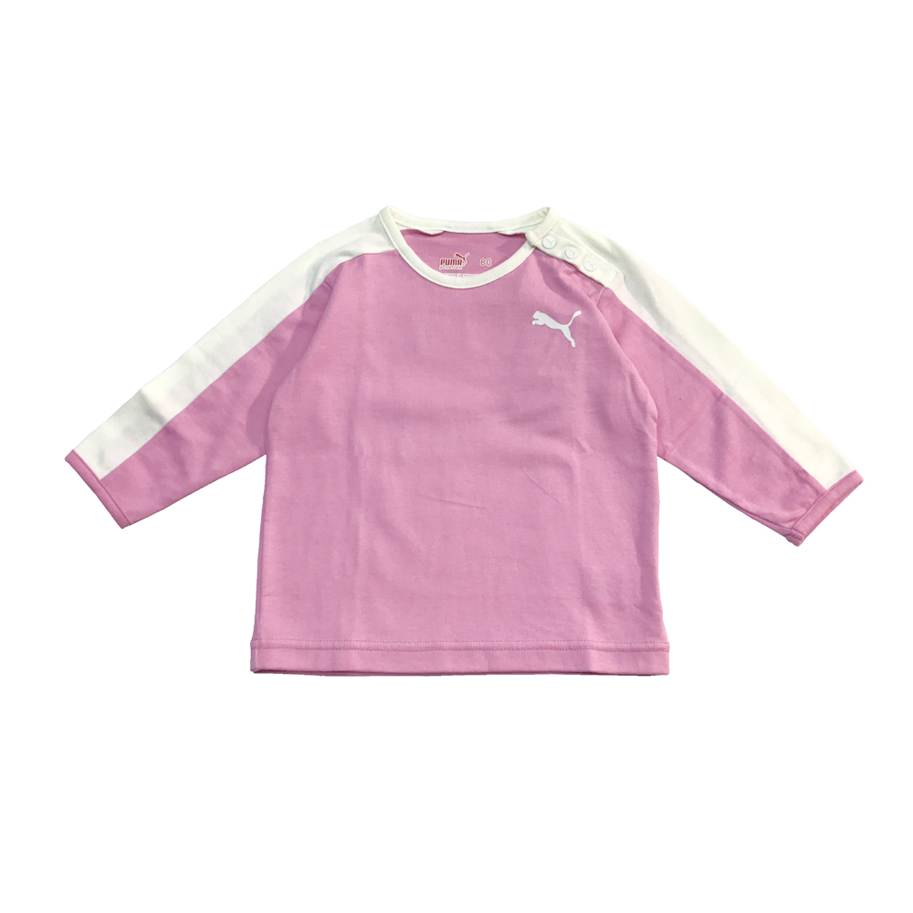 プーマ Puma ベビー キッズ 子供服 長袖 ロンT LS Tシャツ 長袖 P94007-20 ピンク 80cm 子供服 女の子 長袖Tシャツ ロンT 綿100%｜suxel