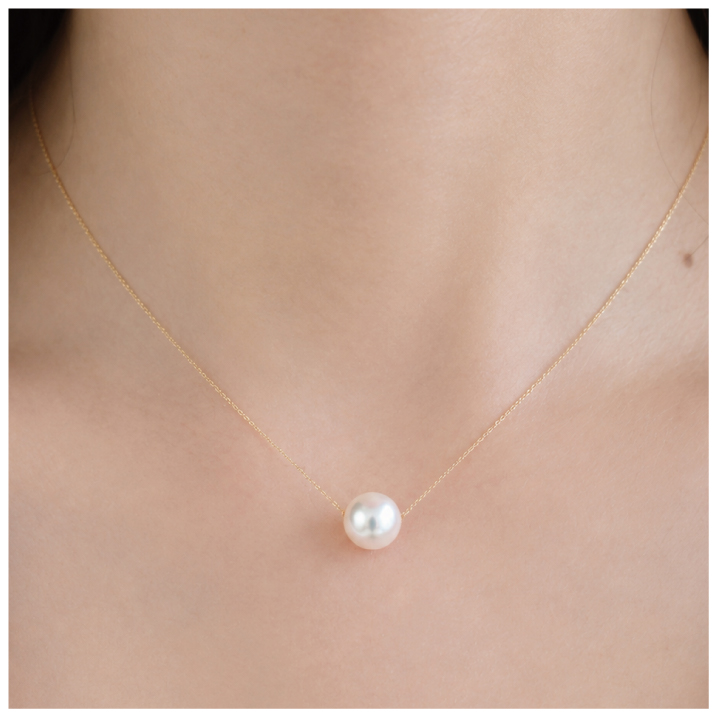 パールネックレス 真珠 18金 花珠 ネックレス 8.5-9.0mm オーロラ 