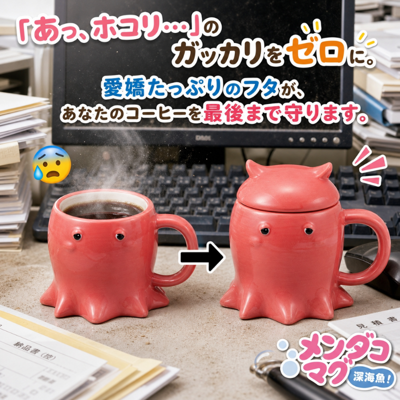サンアート 深海魚 メンダコ マグカップ フタ付き SAN-2667 面白グッズ