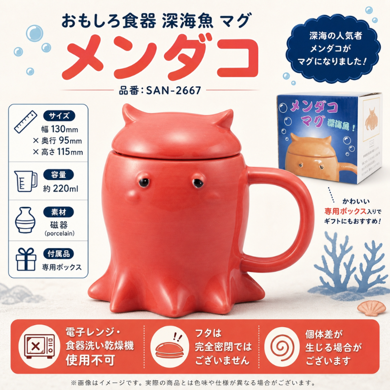 サンアート 深海魚 メンダコ マグカップ フタ付き SAN-2667 面白グッズ