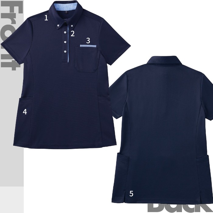 ポロシャツ ポロシャツ 女性用 ロング丈 WH90938 WHISEL : つなぎ・白衣・事務服の