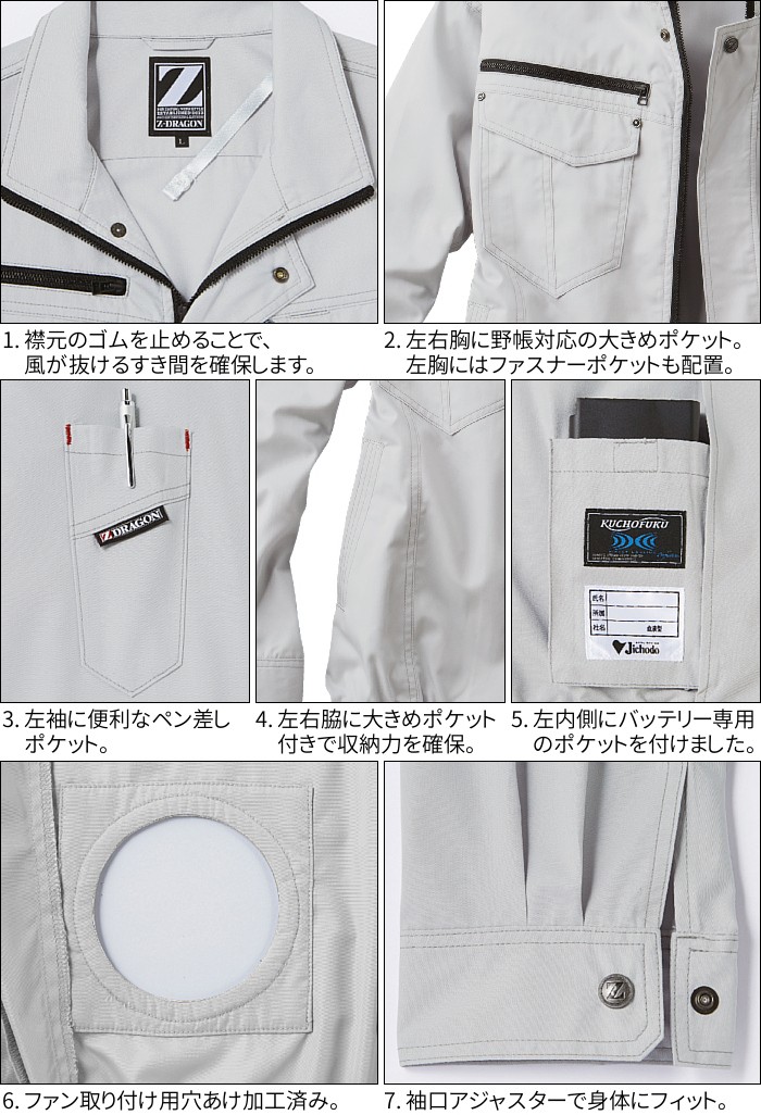 空調服 フルセット(長袖ブルゾン/ファン/バッテリーセット) 熱中症対策 