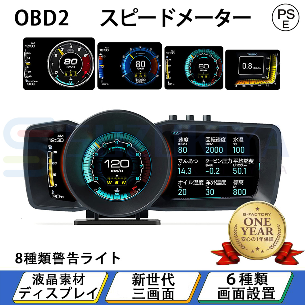 メーター 車用スピードメーター OBD2 GPS ヘッドアップ