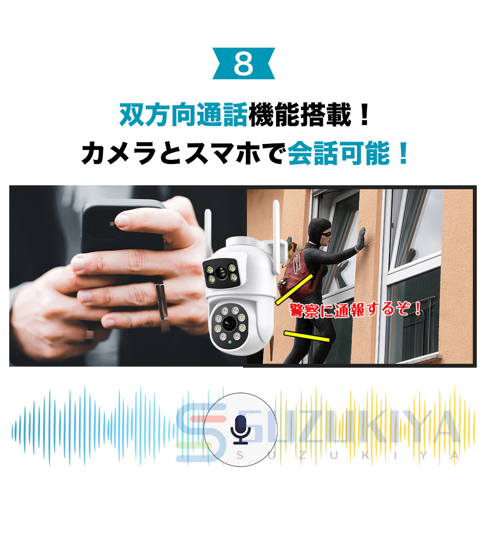 防犯カメラ 屋外 家庭用 屋内 ワイヤレス 無線 wifi 600万画素 2眼レンズ 死角なし 監視カメラ 有線 首振り 夜間カラー sdカード録画  動体検知 自動追跡 : ry12045 : 鈴木屋商店 - 通販 - Yahoo!ショッピング