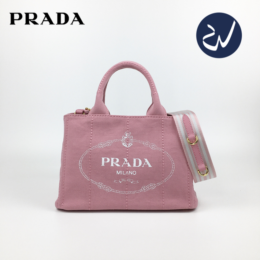 PRADA プラダ トートバッグ ハンドバッグ カナパ トート バッグ ショルダーバッグ 2WAY ブランド キャンバス 大容量 ピンク プレゼント  女性 送料無料 新品