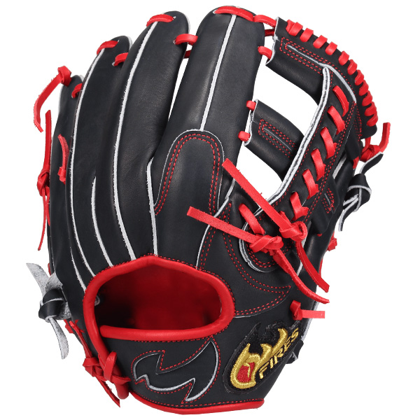 硬式野球　オールラウンド　外野用　グローブ　赤　黒　セット FIRES 野球 ファイヤーズ スワロー限定 オーダーグラブ 軟式グローブ